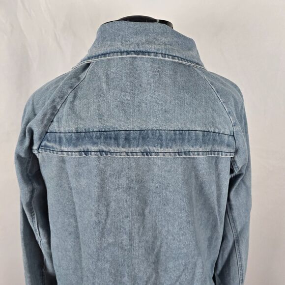 Zaful Forever Young Denim Jacket Women's XXL Lt Blue Zip Snap Patch Collar NWT - Picture 5 of 16